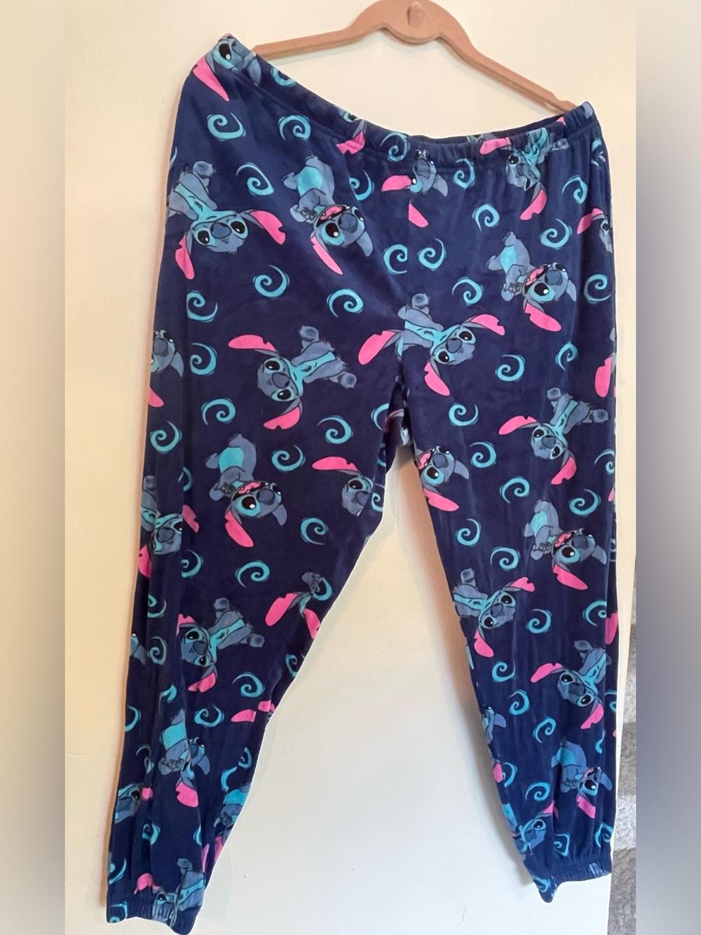 Disney Lilo & Stitch Pajama Lounge Pants - Blue Spandex Knit, Large 12/14